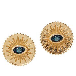 Rarities Blue Diamond 0.15ct Gold-Plated Sterling Silver Evil Eye Earrings